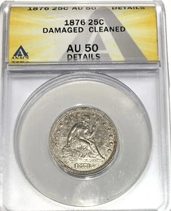 1876 Seated Liberty Quarter - ANACS certifed AU-50 details - Picture 1 of 4