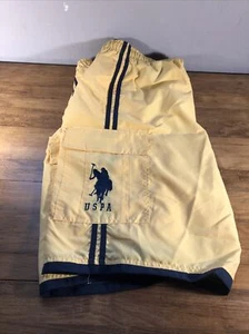 US Polo Assn Swim Trunk Shorts Mens Yellow Navy board Rare large Pony Logo - Picture 1 of 4