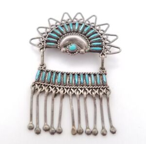 Vintage S N Sanchez Zuni New Mexico Pin/Wisiorek 8,5g Sterling Silver Tuquoise