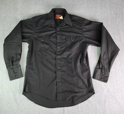 Camisa Rustler Western Para Hombres 16 34/35 Negra Perla A Presión Manga Larga X-Cola Larga EE. UU. Foto 1 de 4
