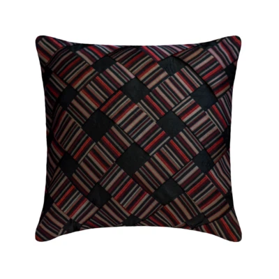 Decorative Sofa Cushion Case Red 16"x16", Square Silk - More Than Stripes - Image 1 of 4