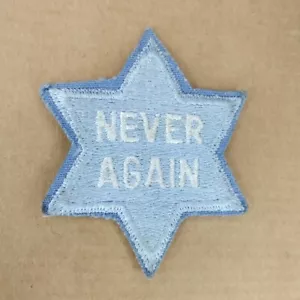 Never Again Jewish Star Patch WWll Vintage - Picture 1 of 9