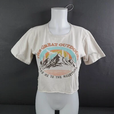 Womens T Shirt Small Great Outdoors Retro Y2K Cropped Indie Edgy Grunge - Image 1 of 4