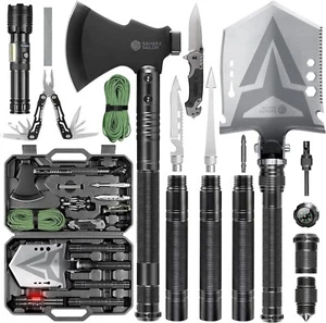 Folding Camping Shovel Axe Kit Military Grade, Multifunctional Survival Tacti... - Picture 1 of 7