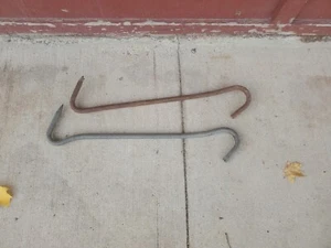 2 11" Iron Meat Hooks One Galvanized One Rusty Industrial Decor Home Processing - Picture 1 of 9