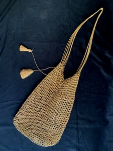 Vintage crocheted natural fiber shoulder bag-10”X15” - Picture 1 of 3