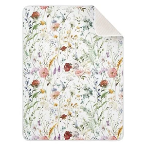 Baby Blankets for Boys Girls Watercolor Wildflower Super Soft Warm Cozy Crib ... - Picture 1 of 7