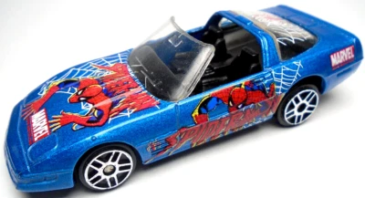 2002 MAISTO MARVEL CHEVY CORVETTE ZR-1 SPIDER-MAN BLUE & RED 2 7/8" DIECAST CAR - Image 1 of 4
