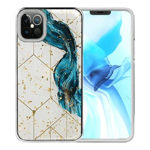 Luxury Chrome Glitter Design Case Cover for iPhone 12/12 Pro 6.1" BLUE SWIRL - Picture 1 of 2