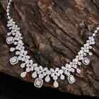 Women's 25Ct Round Simulated Diamond Cluster Tennis Necklace 14K White Gold Over