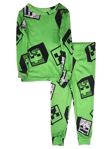 Minecraft Boys Green Long Sleeve T-Shirt & Sleep Pants Pajama Set - Picture 1 of 2