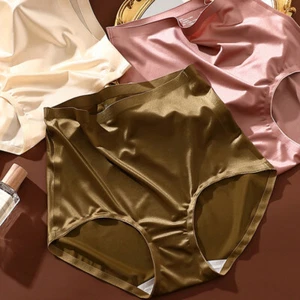 Sexy Women Satin Silky Briefs Panties Lady Lingerie Underwear High Waist Knicker - Picture 1 of 24