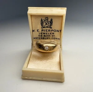 Antique Victorian 18K Yellow Gold Gypsy Set Old Mine Cut Diamond Solitaire Ring - Picture 1 of 10