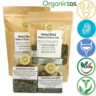 ORGANICTAS Tè per reni 6 erbe rompipietre, salute delle vie urinarie, diuretico, vescica, UTI