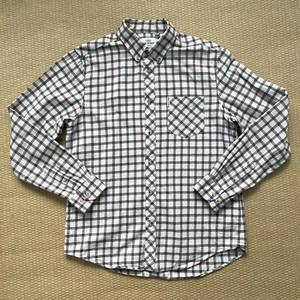 Ben Sherman Flannel Shirt Men’s Large White/Blue/Brown Plaid Long Sleeve - Picture 1 of 10