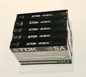 Vintage NOS TDK SA 90 High Bias Type II Blank Cassette Tapes 5 PACK New Sealed - Picture 1 of 5