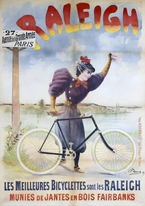 16528.Wall Decor Poster.Interior Art.Raleigh Bicycle Ad 1890 French Nouveau Lady - Picture 1 of 1