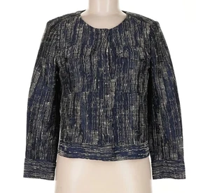 J.CREW Talla 2 Vintage Chaqueta Recortada Tweed Sin Cuello AZUL MARINO Estilo 37112 - Imagen 1 de 16