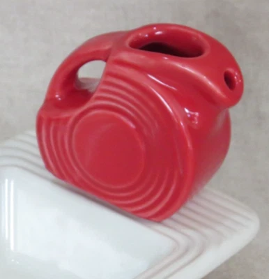 NEW Nora Fleming RED FIESTA DISK PITCHER Mini A265, Retired - Image 1 of 4