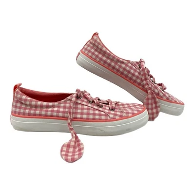 Sperry 粉色白色格子运动鞋 | 女式 8 码 — 第 1/4 张图片