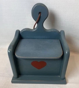 Vintage Workshop Of Gerald E Henn Wooden Painted Salt Box Recipe Box - Picture 1 of 7