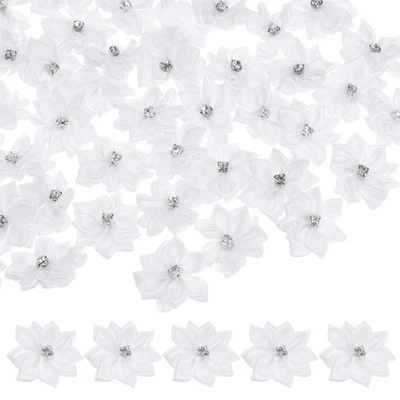 200 PIEZAS Flores de Cinta de Satén, Flores de Tela de 1.2" para Artesanía [Blanco] Foto 1 de 4