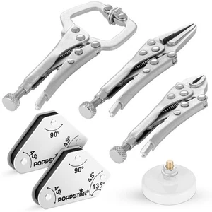 Poppstar Mini-Schweißzubehör-Set 2 Schweißwinkel, Masseklemme, 3 Mini-Gripzangen - Bild 1 von 8
