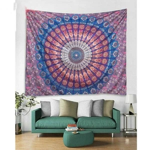 Tapiz de arte hippie indio hecho a mano mandala algodón yoga colgante de pared - Imagen 1 de 6
