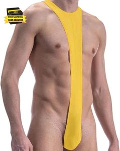 Mens Mankini Leotard Sexy Underwear Swimsuit Thong Hollow Out Wrestling Singlet - Picture 1 of 7