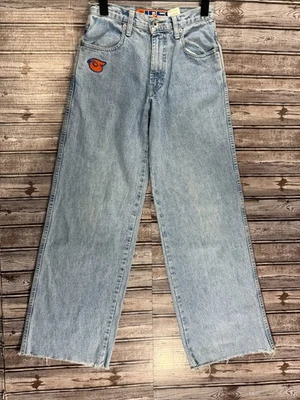 JNCO Girlie Stuff wide leg Jeans Size 3 Waist 26"  Embroidered Logos 90's vintag - Image 1 of 4