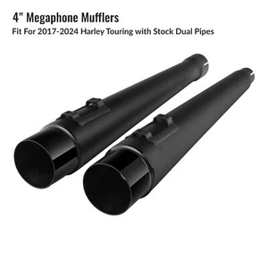 Motorcycle Megaphone Slip-On Mufflers Exhaust Pipes Fit For Harley Touring 17-24 - Picture 1 of 10