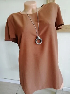 Gr. 44-46*52-54 Mia Moda Shirt-Bluse Flügelärmel Crepe cognac - 30% Rabatt - Bild 1 von 4