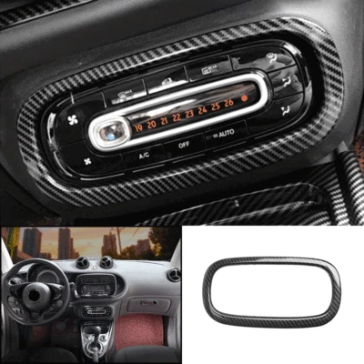 Cubierta de interruptor de CA de consola central de fibra de carbono 1 pieza para Smart Fortwo 2016-2019 Foto 1 de 4