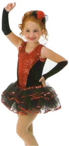 Ole' Child X-Small Dance Costume Spanish Sequin Ballet Tutu Tap Dress Mitts - Picture 1 of 3