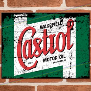 CASTROL MOTORÖLE Metallschilder Mann Höhle Wandschuppen Bar Pub Garage Poster Blechschild - Bild 1 von 3