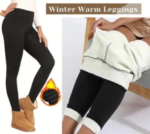 Damen Thermo Leggings dick Winter Fleece gefüttert warm hohe Taille Bauchkontrolle - Bild 1 von 9