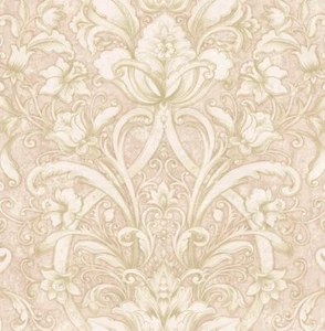 Ogee Floral Wallpaper Prague II Gold, Peach, White, Grays by Wallquest SF60001 - Picture 1 of 2