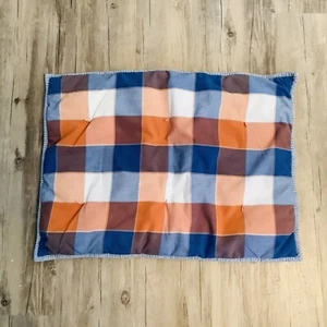 Pottery Barn Kids Pillow Sham James Plaid Blue Orange Hand Quilted Standard 2016 - Picture 1 of 4