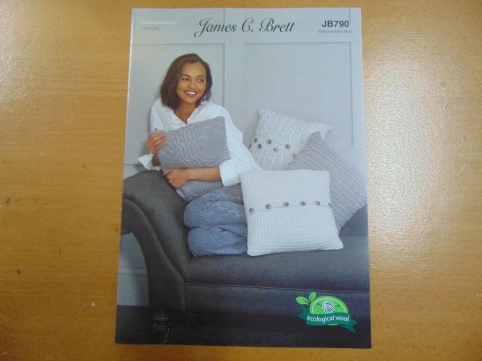 James C Brett Double Knitting Pattern JB790 Cushions Intermediate Knit One Size - Image 1 of 1