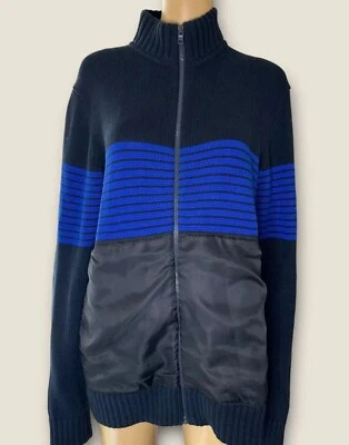 Armani Exchange Hombres Suéter-Cárdigan Grande/G Negro Azul Cremallera Completa Algodón Elástico Foto 1 de 4