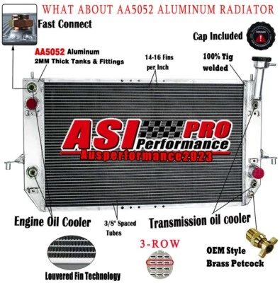 3Row Aluminum Radiator For 1996-2005 Chevy Astro/ GMC Safari LS LT SL 4.3L V6 - Изображение 1 из 4