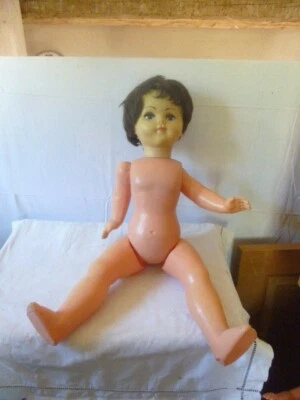 Grande Poupée ancienne SGDG 650 - Brune cheveux courts - yeux bleus dormeurs -  - Photo 1/4