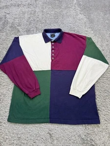 Vtg Structure Rugby Polo Shirt Men XL Heavyweight Colorblock Long Sleeve 90s Y2K - Imagen 1 de 8
