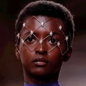 Trendy Zircon Veil Mesh Shape Model Show Face Accessories Masquerade Party - Picture 1 of 5