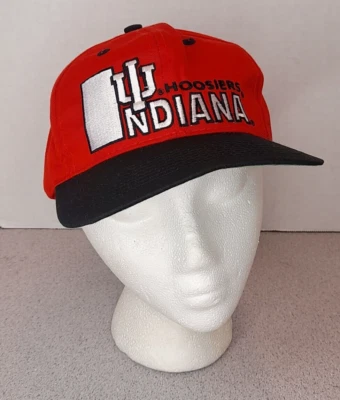 IU Indiana Hoosiers Logo 7 Snapback Hat Vintage 90s NCAA Red / Black - Image 1 of 4