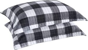2 PCS Quilted Pillow Shams Decorative Microfiber Pillow Shams Buffalo