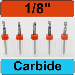 1/8" Solid Carbide Drill Bits - FIVE Pieces - cnc fr4 mdf wood hobby craft R/S - Picture 1 of 5