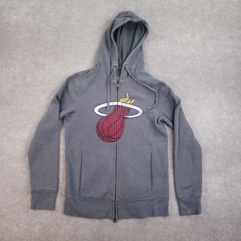 Miami Heat Full Zip Hoodie Womens Medium Gray Long Sleeve Hooded Adidas NBA Cover