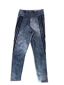 Adidas Women’s Leggings Grey M Black Triple Stripes Ankle Logo Activewear Gym - Picture 1 of 13