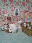 UnusedDollhouse miniatures Furniture, Bathroom set, Towels,miniature Perfume,...